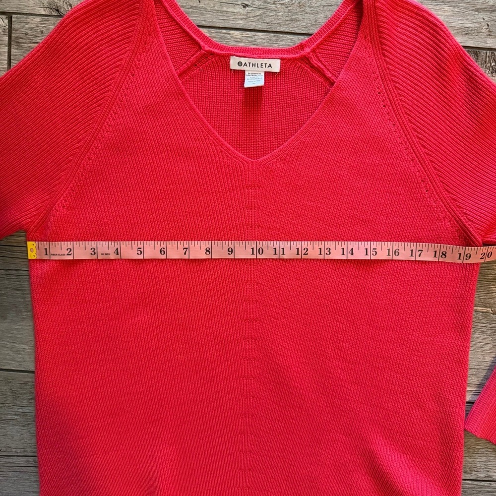 Athleta Red V Neck Ribbed Knit Long Sleeve Sweater Women's Size M - Picture 8 of 8